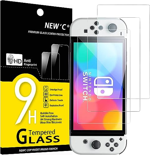 NEW’C 3 Stück für Nintendo Switch (modèle OLED) für Panzerglas, Frei von Kratzern, 9H Härte, HD Displayschutzfolie, 0.33mm Ultra-klar, Ultrabeständig