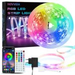 HOVVIDA LED Strip 5M, 30 LEDs/Meter, 1x5M, 150 LED, RGB LED Streifen, APP und Fernbedienung, Musikmodus, Timing-Modus, LED für Zimmer, Wohnzimmer, Küche, Schlafzimmer, Bar, Party