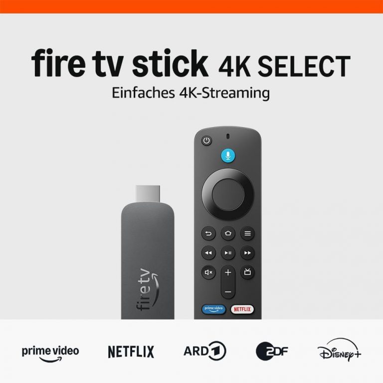 Amazon Fire TV Stick 4K Select (neueste Generation), beginne mit dem Streamen in 4K, Hunderttausenden von Filmen und Serienfolgen sowie kostenlosem Live-TV