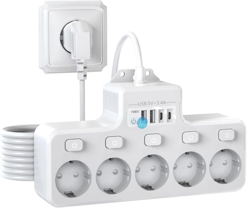 Energiesparende Steckdosenleiste Wandmontage mit 5 Fach, 2 USB-A-, 2 USB-C-Anschlüssen, einzeln schaltbar, 1,8 m Verlängerungskabel19,38€ statt 27,90€➡️ https://www.amazon.de/dp/B0FB98HL32/?tag=preisfehlerheute-21