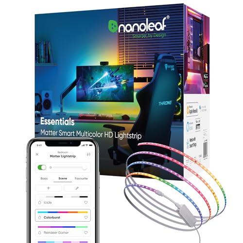 Nanoleaf Matter Essentials HD Lightstrip, 5M Adressierbar RGBIC LED Strip – Smart, Matter über WLAN, Bluetooth, 16 Mio. Farben LED Streifen, Funktioniert mit Alexa Google Apple, Deko und Gaming