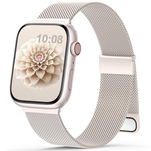 Ersatzarmband Kompatibel mit Apple Watch Armband 40mm 41mm 42mm 44mm 38mm 45mm 46mm 49 Damen Herren Einstellbar Magnetisch Metall Edelstahl Armbänder für iWatch SE Ultra Series 11 10 9 8 7 6 5 4 3 2 1