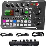 ALLWIN Live-Soundkarte und Audio-Interface mit DJ-Mixer-Effekten und Sprach-Wechsler, F998 Bluetooth Stereo Audio Mixer, für Live YouTube Streaming, PC, Aufnahmestudio und Gaming