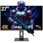Gawfolk 27 Zoll 4K Gaming Monitor IPS, PC Bildschirm 144Hz UHD 3840 x 2160p, Computermonitors for Home & Office, HDMI, DisplayPort, unterstützt VESA 75 * 75MM