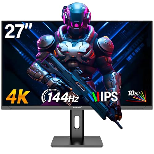 Gawfolk 27 Zoll 4K Gaming Monitor IPS, PC Bildschirm 144Hz UHD 3840 x 2160p, Computermonitors for Home & Office, HDMI, DisplayPort, unterstützt VESA 75 * 75MM