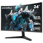 KOORUI 24 Zoll Curved Gaming Monitor, 1ms 180Hz FHD PC Bildschirm 1500R, Adaptive Sync VESA 100x100mm HDMI 2.0/DP 1.2, Schwarz 24E6CA