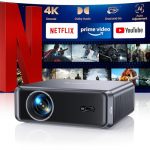 Smart Beamer 4K mit Official Netflix, Dolby Audio, 1000 ANSI Beamer 4K Heimkino Unterstützt Auto Focus/6D Trapezkorrektur, WiFi 6/Bluetooth Full HD 1080P Projektor Outdoor Garten für Android/iPhone