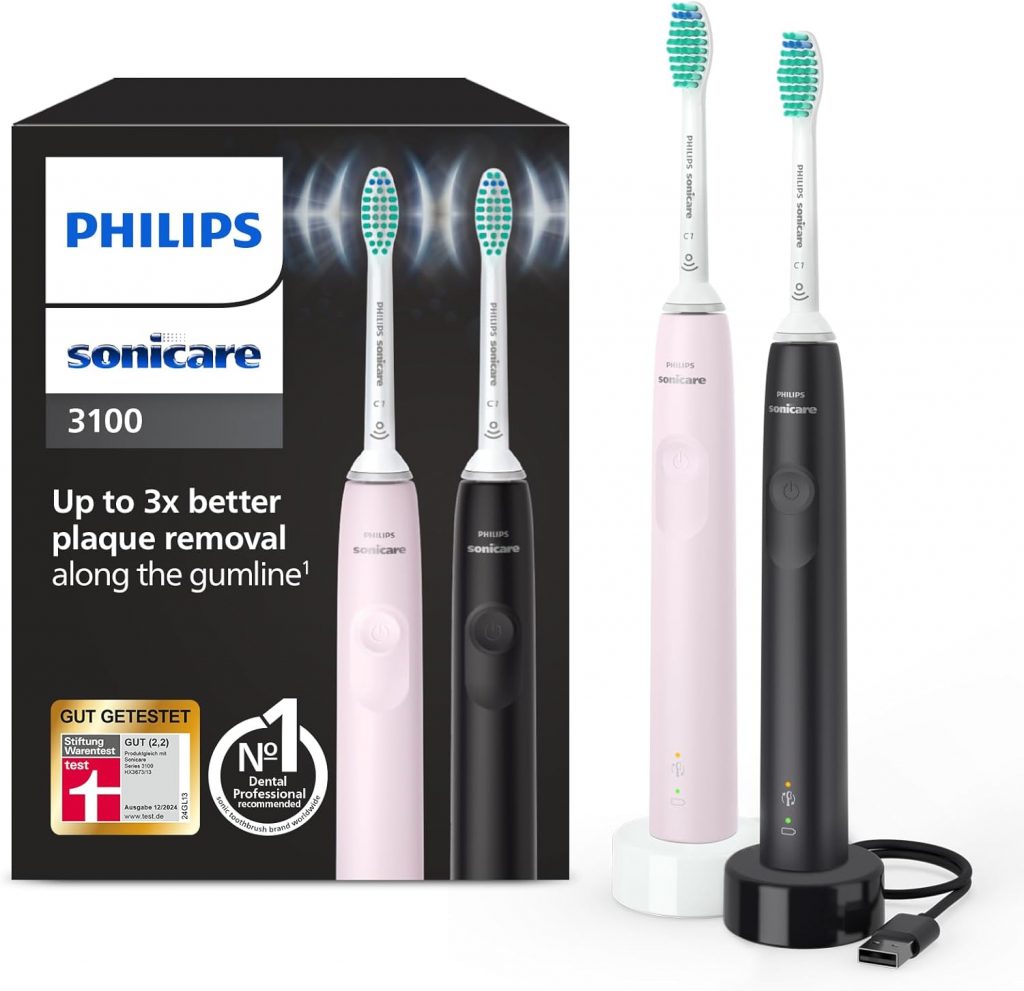 👑 Philips Sonicare 3100 elektrische Zahnbürste, Schallzahnbürste, Andruckkontrolle und Timer, Sugar Rose und Schwarz, Zweierpack, Modell HX3675/1549,98€ statt 99,99€ – 51,0 🔥🚚 Verkauft durch Amazon und Versand durch Amazon4,885 Bewertungen: 4.4 / 5.0 ⭐️⭐️⭐️⭐️🛒 zu Amazon https://www.amazon.de/dp/B09QRNV48M/?tag=preisfehlerheute-21