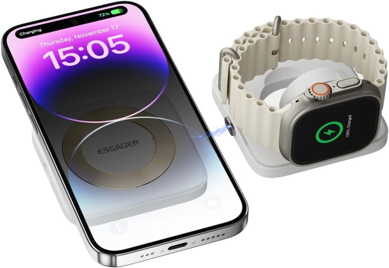 ESSAGER Ladegerät 15W Kombination Magnetische Saug 2-in-1 Induktive Wireless Charger Abnehmbar für Apple Watch Serie SE/8/7/6/5/4/3/2, Kabellose Kopfhörer und lPhone Serie 14/13/12/Galaxy Serie(White)6.99€ ➡️ https://www.amazon.de/dp/B0CDBXFLDP/?tag=preisfehlerheute-21