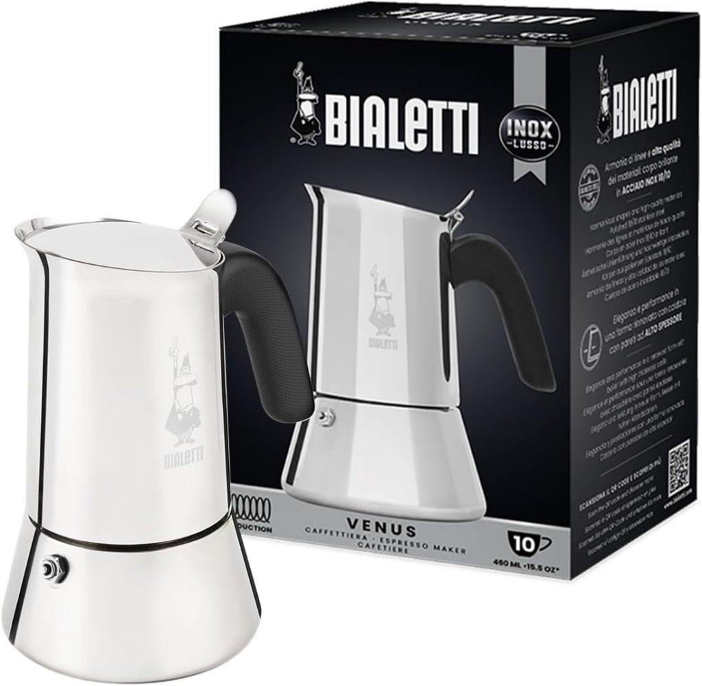 Bialetti – New Venus Induction, Edelstahl Herd Espresso-Kaffeemaschine, Geeignet für Alle Herdarten, 10 Tassen (460ml), Aluminium, Silber36,39€ statt 59,90€➡️ https://www.amazon.de/dp/B07ZL4WWWR/?tag=preisfehlerheute-21