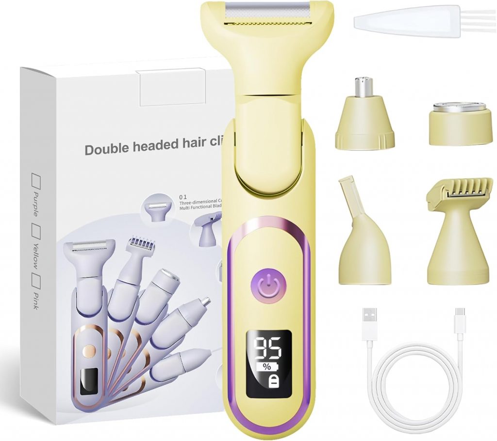 Rasierer Damen, 5-in-1 Intimrasierer für Frauen, LCD-Display 180° Winkel Verstellbar Rasierer Damen Wasserdicht Wiederaufladbarer Damenrasierer Elektrisch für Bikinizone Achseln Beine (Gelb)4.29€ ➡️ https://www.amazon.de/dp/B0F1F5F76V/?tag=preisfehlerheute-21