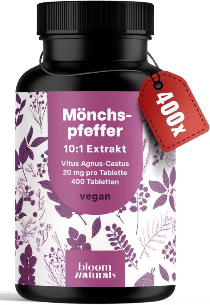 🤴 Mönchspfeffer hochdosiert – 400 Tabletten – 20mg pro Tablette – 10:1 Extrakt aus Original Agnus Castus – Nahrungsergänzungsmittel- Vegan und produziert in Deutschland Laborgeprüft