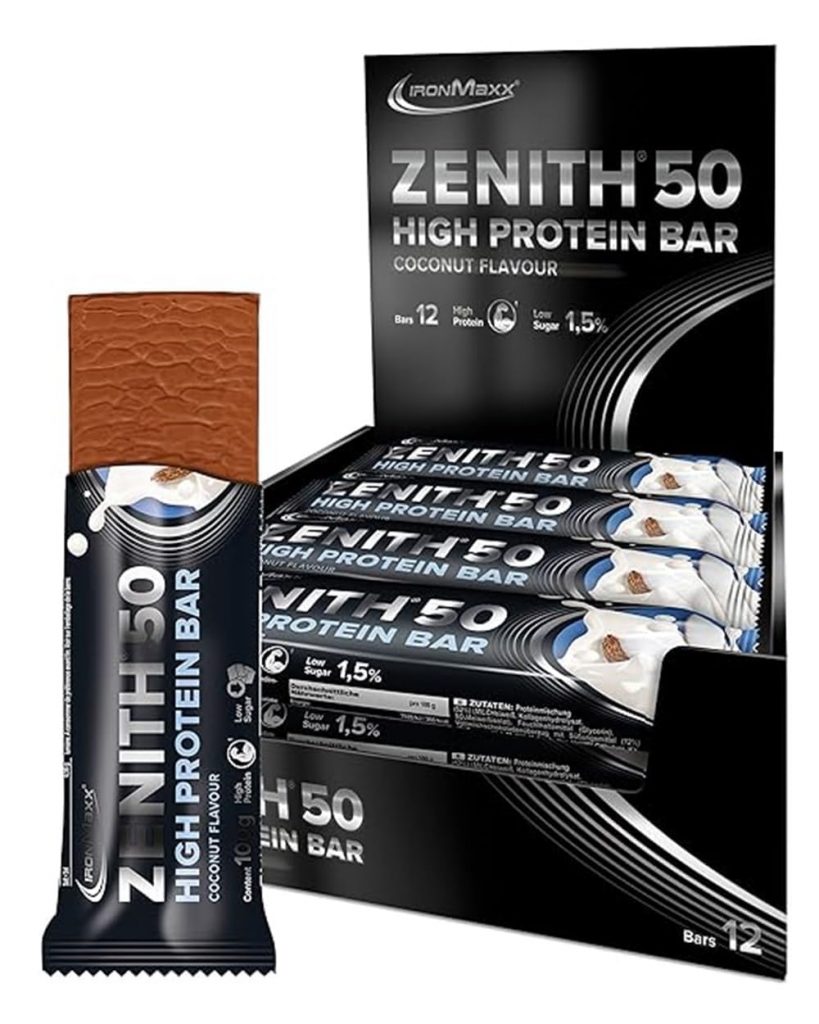 IronMaxx Zenith 50 High Protein Bar – Kokosnuss – 12x100g | Eiweißriegel mit 5 Protein | Low Sugar Snack mit cremiger Umhüllung | High Proteinriegel für Muskelaufbau, Diät & Fitness🔥 ➡️ https://www.amazon.de/dp/B00W5AUXDW/?tag=preisfehlerheute-21