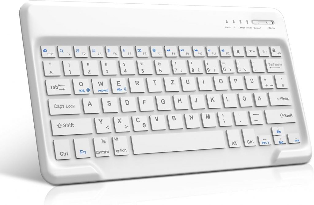 JADEMALL Bluetooth Tastatur für iPad Air, Samsung Galaxy, Lenovo, Huawei – Kabellose, Ultraleichte Deutsche QWERTZ Tastatur mit iOS-Sondertasten, ohne Beleuchtungohne Touchpad, 12 Zoll, Weiß9.39€ ➡️ https://www.amazon.de/dp/B0DPCH4S1M/?tag=preisfehlerheute-21