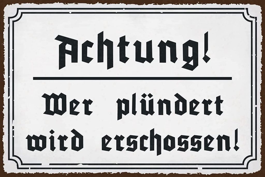 DekoDrom® Blechschild 20×30 cm Warnschild für Diebe Einbrecher Gauner ACHTUNG Wer plündert wird erschossen Wand + Tür Schild für Grundstück + Hof14,50€ ➡️ https://www.amazon.de/dp/B0BHJM2DRD/?tag=preisfehlerheute-21