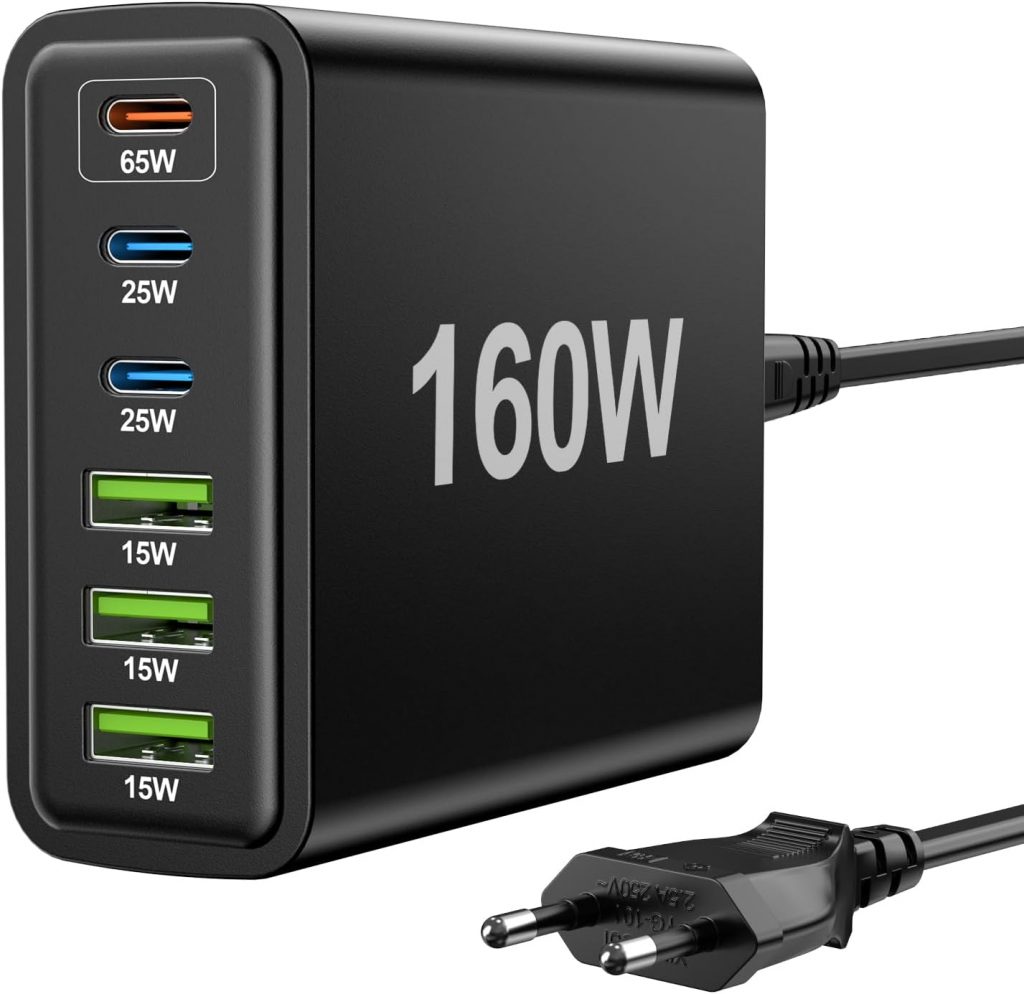 FNITAER 160W USB ladegerät mehrfach, 6 Ports netzteil C, USB C ladegerät, Schnellladegerät 65W, Mehrfachsteckdose mit -C und -A, Adapter für Laptop, Smartphones, ipad und Kopfhörer,Schwarz22,94€ statt 26,99€➡️ https://www.amazon.de/dp/B0F87FP69T/?tag=preisfehlerheute-21