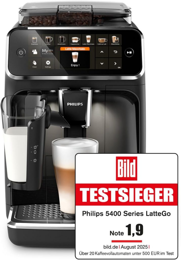 👑 Philips Espressomaschine der Serie 5400 – Genießen Sie 12 Getränke, schnell reinigendes LatteGo, intuitives TFT-Display, anpassbare Kaffeeeinstellungen, erstklassiges Küchendesign (EP5441/50)445,00€ statt 729,99€ – 4 🔥🚚 Verkauft durch Amazon und Versand durch Amazon12,312 Bewertungen: 4.4 / 5.0 ⭐️⭐️⭐️⭐️🛒 zu Amazon https://www.amazon.de/dp/B08CBJCQ39/?th=1&tag=preisfehlerheute-21#038;psc=1&tag=preisfehlerheute-21
