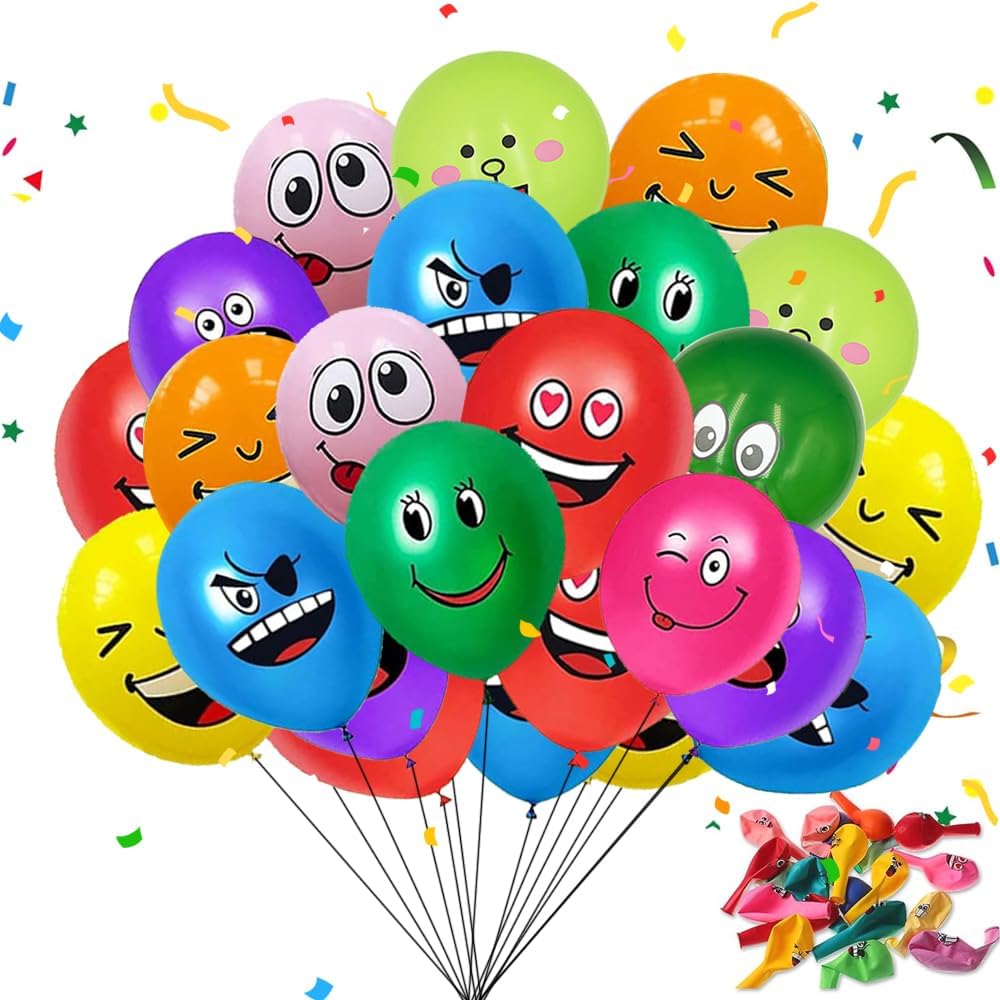 100 Stück Luftballon Smiley, 12 Zoll Emotion Serie Latex Luftballons, Bunt Party Luftballons, Niedlich Lustig Luftballons für Kinder, Latex Luftballons mit Verschiedene Gesichter für Geburtstag Deko8,39€ statt 10,99€➡️ https://www.amazon.de/dp/B0DK74YH2L/?tag=preisfehlerheute-21