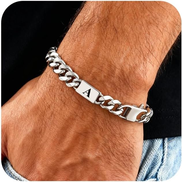 Herren Armband Edelstah Panzerkette mit Buchstaben – Silber Kubanische Armband mit A-Z Buchstabe Armbänder für Männer Junge Weihnachtsgeschenke Geburtstag Geschenk für Papa Sohn Enkel Bruder (A)10,49€ statt 14,99€➡️ https://www.amazon.de/dp/B0FWXSZGNQ/?tag=preisfehlerheute-21