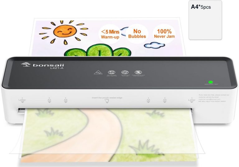 Bonsaii Laminiergerät A4, ABS-Funktion verhindert Klemmen und Wellen, für Büro und Zuhause, 80-100 Mikron, Enthält 5 A4 Laminierfolien, L421-A12.88€ ➡️ https://www.amazon.de/dp/B0DFCG1PJL/?tag=preisfehlerheute-21