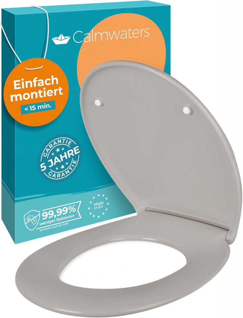 Calmwaters® Premium WC Sitz einfache Montage, Toilettendeckel bis 250 kg, Made in EU, aus antibakteriellem Duroplast, Absenkautomatik, 2 Montage Optionen, abnehmbar, Klobrille, oval, Manhattan-Grau42,49€ statt 64,99€➡️ https://www.amazon.de/dp/B09R49HVRP/?tag=preisfehlerheute-21