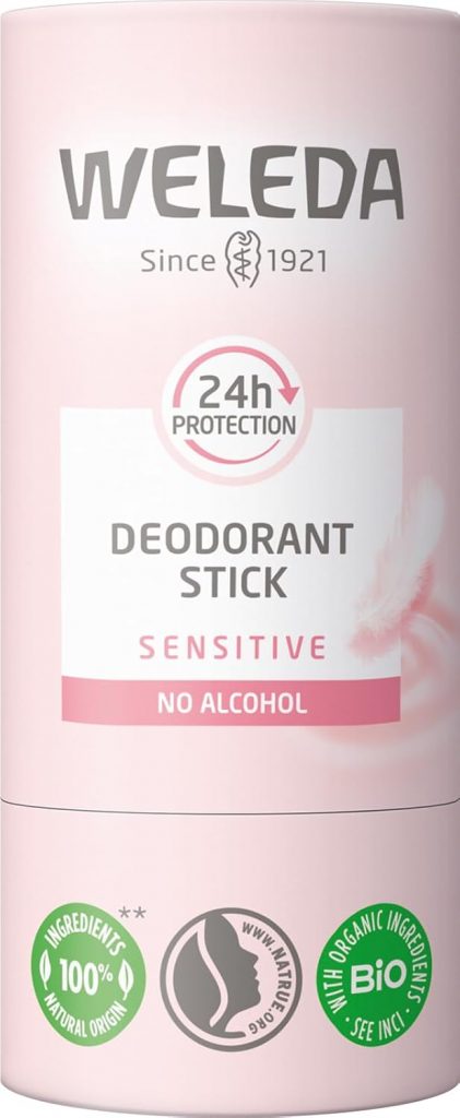 WELEDA Bio 24h Deo Stick Sensitiv – Naturkosmetik Deodorant mit zartem Amyris & Mimose Duft. Natürlicher Deostick schützt 24h zuverlässig vor Körpergeruch ohne Aluminiumsalze (vegan, 50g)3,82€ statt 6,95€➡️ https://www.amazon.de/dp/B0C59WNVJ6/?tag=preisfehlerheute-21