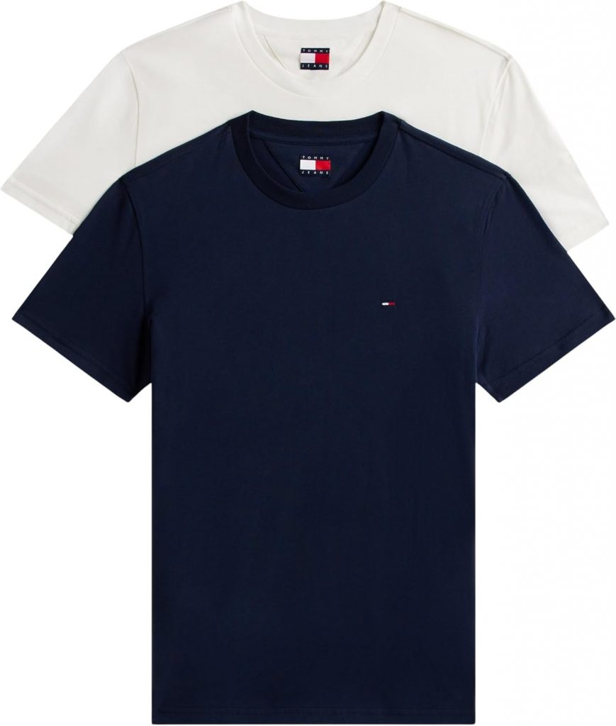 Tommy Jeans Herren TJM Xslim 2Pack Jersey Tee EXT Dm0Dm20687 S/S T-Shirt, Multi (Ecru/Dark Night Navy), L