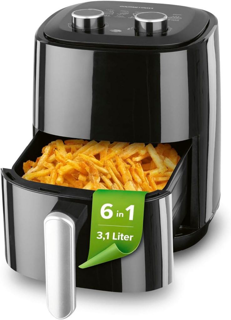 GOURMETmaxx Heißluftfritteuse 3,1L | Airfryer mit 60 Minuten Timer und 6 Funktionen inkl. Auftauen & Erhitzen | energiesparend & geruchsarm frittieren – nahezu ohne Öl | 1350 W25.90€ ➡️ https://www.amazon.de/dp/B0FKMNKZBS/?tag=preisfehlerheute-21