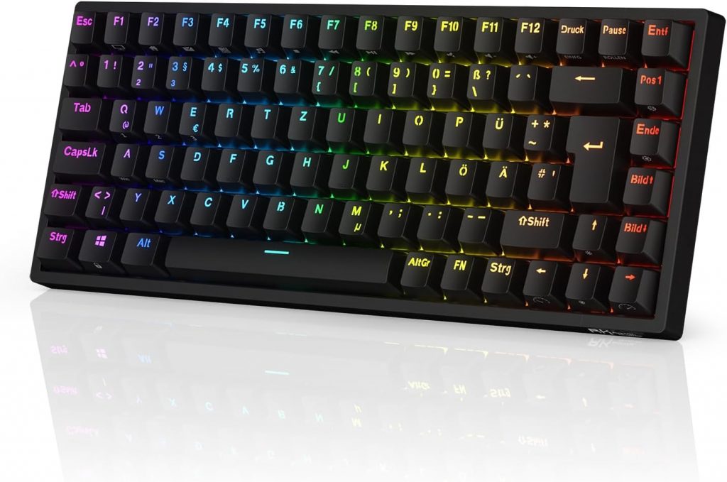 🤴 RK ROYAL KLUDGE RK84-DE 75% Gaming-Tastatur, 85 Tasten Kompakte Tastatur, Bluetooth Mechanische Tastatur, Blaue Schalter, RGB Hintergrundbeleuchtung, 2.4Ghz Gaming Tastatur für Mac & Win, QWERTZ56,79€ statt 59,99€ – 6,0 🔥🚚 Verkauft von Radioddity Deutschland und Versand durch Amazon420 Bewertungen: 4.5 / 5.0 ⭐️⭐️⭐️⭐️⭐️🛒 zu Amazon https://www.amazon.de/dp/B0C5LJ6RXT/?th=1&tag=preisfehlerheute-21#038;psc=1&tag=preisfehlerheute-21