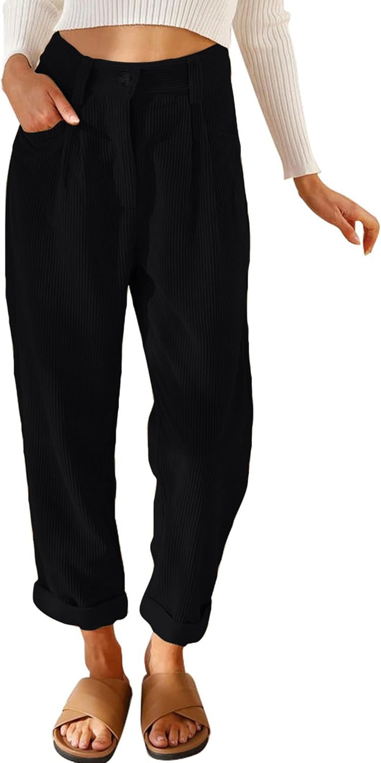 Tincini Cordhose Damen Casual High Waist Tapered Hose Baumwoll Gerades Bein Hosen Einfarbig Freizeithosen mit Taschen (Schwarz, M)14.47€ ➡️ https://www.amazon.de/dp/B0CQC85Q32/?tag=preisfehlerheute-21