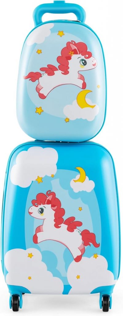 COSTWAY 2tlg Kinderkoffer + Rucksack, Kindertrolley aus Kunststoff, Kindergepäck, Kinder Kofferset Handgepäck Reisegepäck Hartschalenkoffer für Jungen & Mädchen (Blau Pferd, 12"+16")29.99€ ➡️ https://www.amazon.de/dp/B0CNJRLWYP/?tag=preisfehlerheute-21