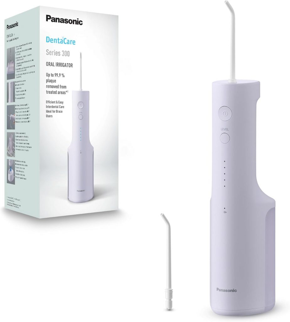 Panasonic Series 300 Munddusche EW-DJ26-V303, Zahndusche, Munddusche kabellos, 200 ml, IPX7, 2 Standarddüsen, 5 Wasserdruckstufen, Reisezubehör, Violett