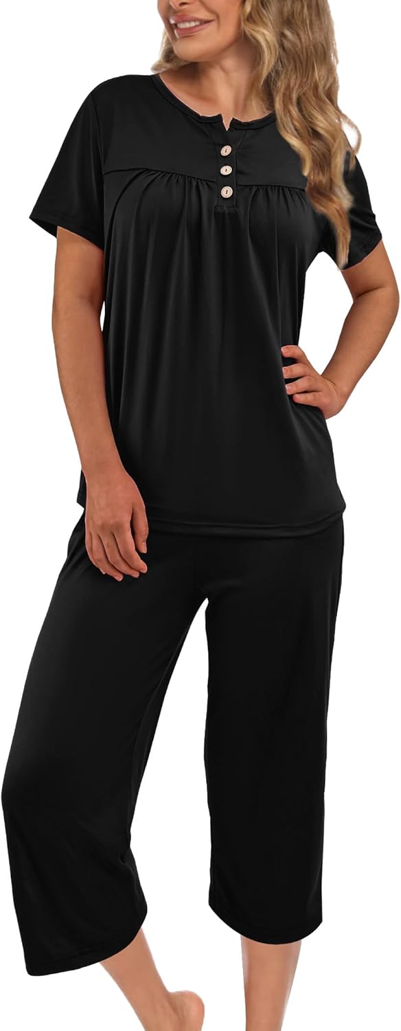 👑 Schlafanzug Damen Kurz, Shorty Pyjama Set Sommer, Schlafanzüge für Damen Kurzarm Top und 3/4 Lang Hose, Rundhals Ausschnitt Loungewear Nachtwäsche mit Taschen S-XL9,99€ statt 18,98€ - 48,00 % 🔥🚚 Verkauft von Heart of Aquamarine Store und Versand durch Amazon44 Bewertungen: 4.3 / 5.0 ⭐️⭐️⭐️⭐️🛒 zu Amazon https://www.amazon.de/dp/B0F1MYG1KH/?amp%3Btag=preisfehlerheute-21&amp%3Bth=1&amp%3Bpsc=1&tag=preisfehlerheute-21