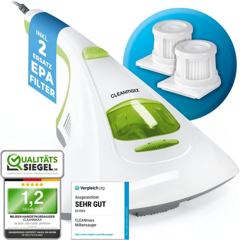 CLEANmaxx Milben Hand-Staubsauger vernichtet bis zu 99 Prozent Aller Milben | Effektive, chemiefreie Reinigung mit UV-C-Licht | Perfekt auch für Allergiker zum Absaugen & Desinfizieren von Matratzen34.99€ ➡️ https://www.amazon.de/dp/B07BHWJ833/?tag=preisfehlerheute-21
