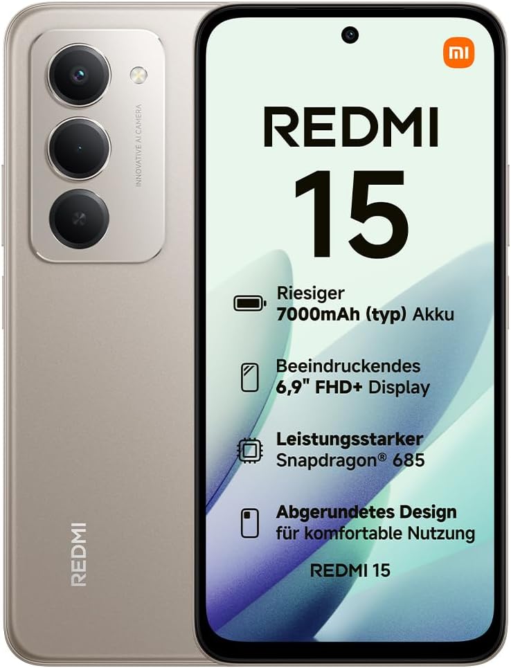 👑 XIAOMI Redmi 15, Smartphone 8+256GB, 6,9" FHD+ 144Hz DotDisplay, Snapdragon 685, 50MP KI-Dualkamera, 7000mAh Akku, Titan Gray149,90€ statt 199,90€ - 26,00 % 🔥🚚 Verkauft durch Amazon und Versand durch Amazon137 Bewertungen: 4.3 / 5.0 ⭐️⭐️⭐️⭐️🛒 zu Amazon https://www.amazon.de/dp/B0FH2YTCCM/?amp%3Btag=preisfehlerheute-21&amp%3Bth=1&amp%3Bpsc=1&tag=preisfehlerheute-21