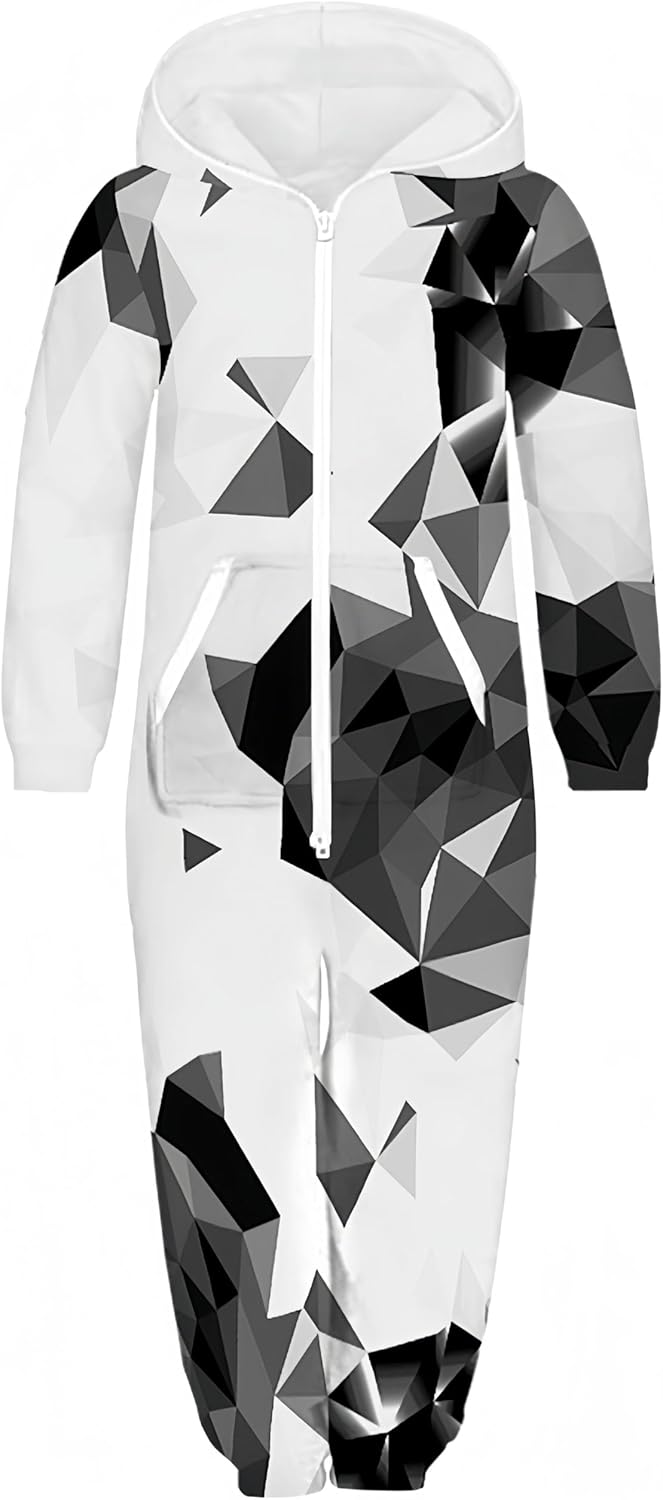 Ocean Plus Unisex Langarm Reißverschluss Kapuze Fleece Overall Jungen Digitaldruck Fleece Mädchen Einteiler mit Kapuzen Schlafoveralls (S (Körpergröße: 125-130 cm), Schwarz Weiß Geometrie)10.43€ statt 48.99€➡️ https://www.amazon.de/dp/B08XJSRSQJ/?tag=preisfehlerheute-21