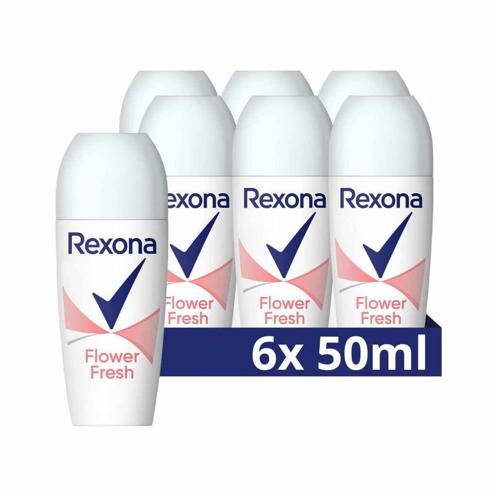 Rexona Deo Roll-On Flower Fresh verleiht einen frischen, leicht blumigen und dezenten Duft, 6×50 ml