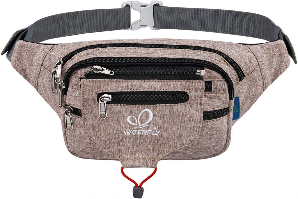 WATERFLY Bauchtasche Gürteltasche Damen und Herren Sport Hüfttasche für Laufen Fitness Joggen Wandern Khaki