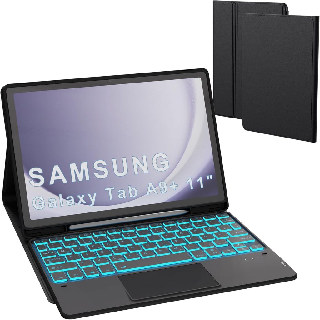 Für Galaxy Tab A9+ Hülle mit Tastatur - 7 Farben Beleuchtung Abnehmbare Trackpad Tablet Cover - Beleuchtete Deutsches QWERTZ Layout Tastatur mit Stifthalter für Samsung Galaxy Tab A9 Plus 11" 202339,98€ statt 59,99€➡️ https://www.amazon.de/dp/B0CKYX6Z6W/?tag=preisfehlerheute-21