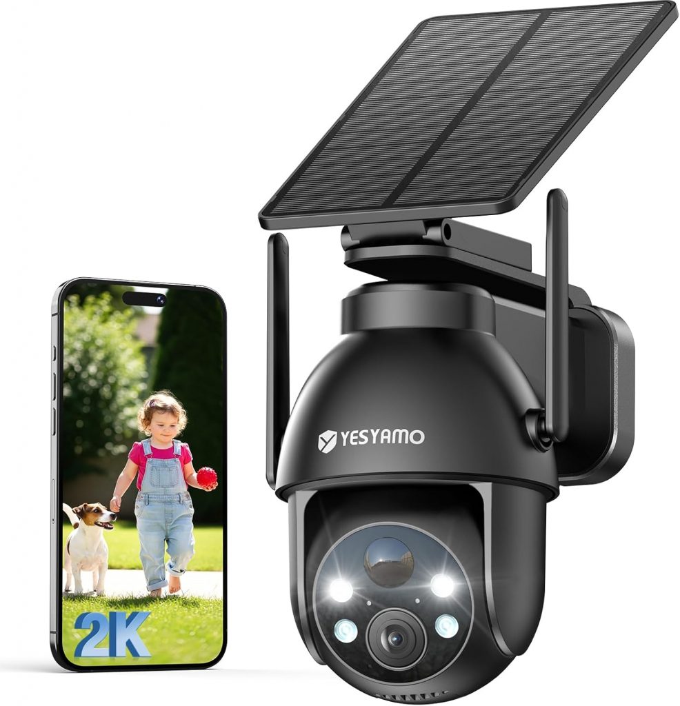 2K Überwachungskamera Aussen Akku, 355°/90° Pan Tilt WLAN Kamera mit Farbnachtsicht, solar Kamera Überwachung außen, PIR Bewegungsmelder, IP66, Cloud/SD Storage, 2-Wege-Audio, 2,4 GHz WLAN