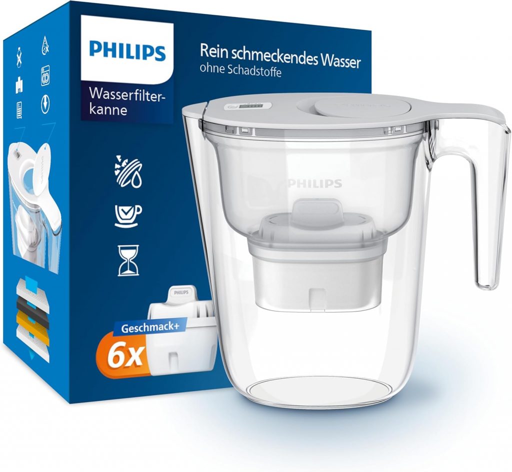 🤴 Philips Water Wasserfilterkanne +6 Geschmack+ Ersatzfilterkartuschen schneller Durchfluss elektronischer Timer filtert Chlor Kalk Schwermetalle und Mikroplastik 2,6 L27,99€ statt 34,99€ – 21,0 🔥🚚 Verkauft durch Amazon und Versand durch Amazon5,421 Bewertungen: 4.4 / 5.0 ⭐️⭐️⭐️⭐️🛒 zu Amazon https://www.amazon.de/dp/B0C4Q4DJM4/?th=1&tag=preisfehlerheute-21#038;psc=1&tag=preisfehlerheute-21