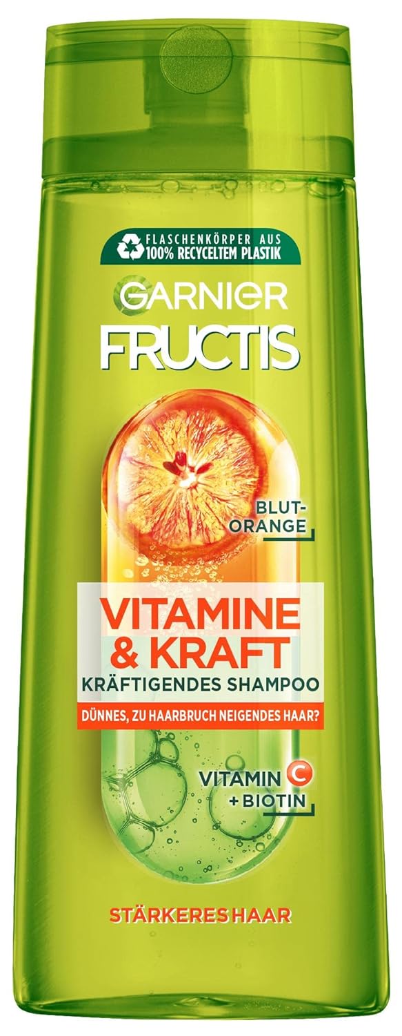 Garnier Kräftigendes Shampoo für dünnes und brüchiges Haar, Effektiv gegen Haarverlust, Mit Vitamin C und Blutorange, Fructis Vitamine & Kraft, 300 ml1,61€ statt 2,75€➡️ https://www.amazon.de/dp/B09J9FHZH3/?tag=preisfehlerheute-21
