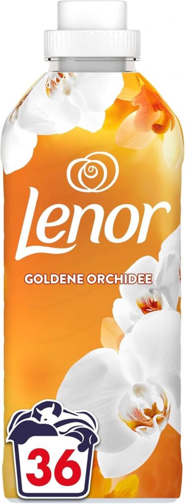 Lenor Weichspüler, 36 Waschladungen, Goldene Orchidee, 24h Wohlfühlfrische Mit Einer Note Ätherischer Öle