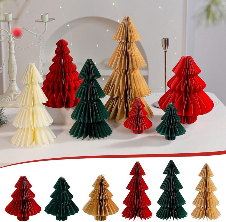 3 Stück Papier Weihnachtsbaum Tannenbaum Waben Tischdeko, Tanne Weihnachten Faltbarer Papiertannenbäume Weihnachtsdeko Innen für Esstisch Schrank Fensterbank Kaminsims Büro (6pcs/Grün&Rot&Gelb),10cm9,99€ statt 19,98€➡️ https://www.amazon.de/dp/B0G2576SMR/?tag=preisfehlerheute-21