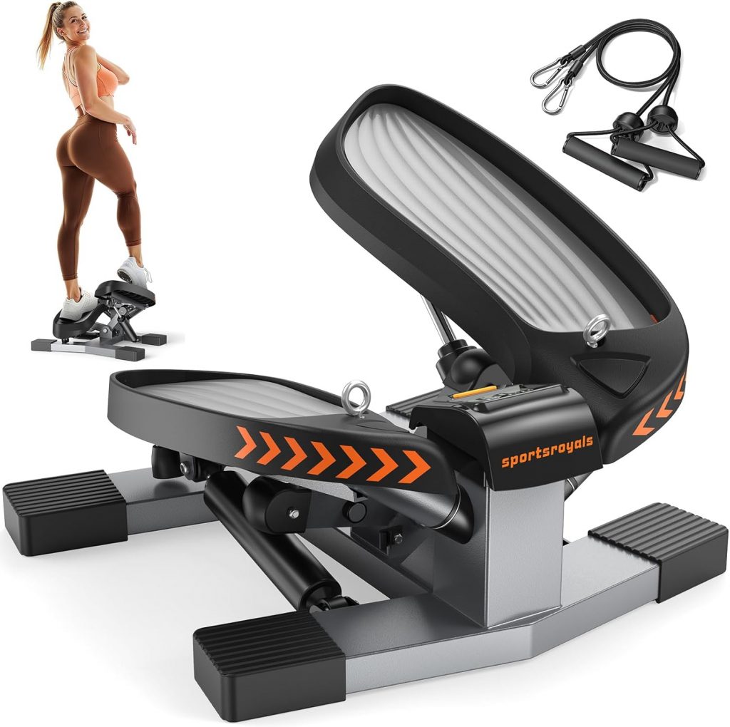 Sportsroyals Stair Stepper for Exercises, Twist Stepper with Resistance Bands and 150 kg Weight Capacity