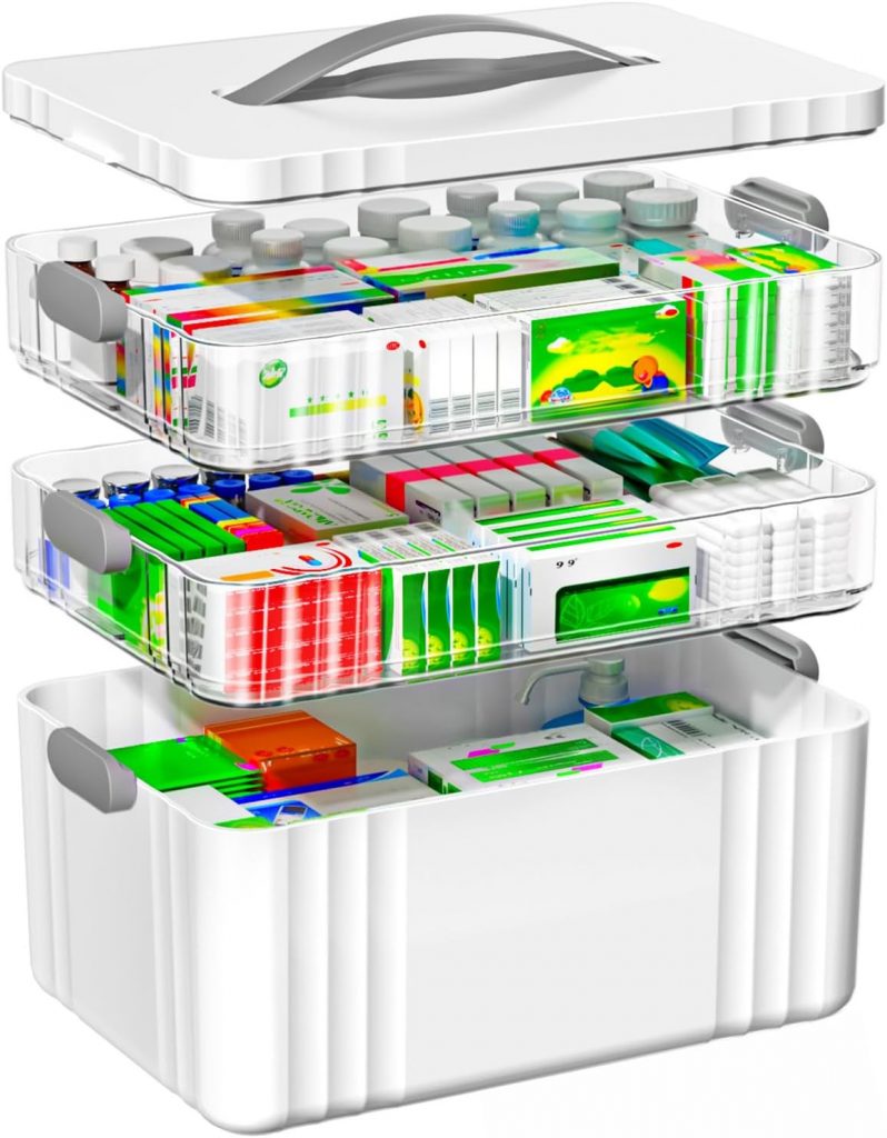 OrderlyGo Medikamenten Aufbewahrung, 3 Stöckige Hausapotheke, Hausapotheke Box mit Tragegriff, Inkl. Portable Organizer, 34.1 * 22 * 24.5 cm Medikamentenbox Groß für Zuhause, Büro, Schule (Grau)26.99€ statt 85.99€➡️ https://www.amazon.de/dp/B0FFMC1SYK/?tag=preisfehlerheute-21