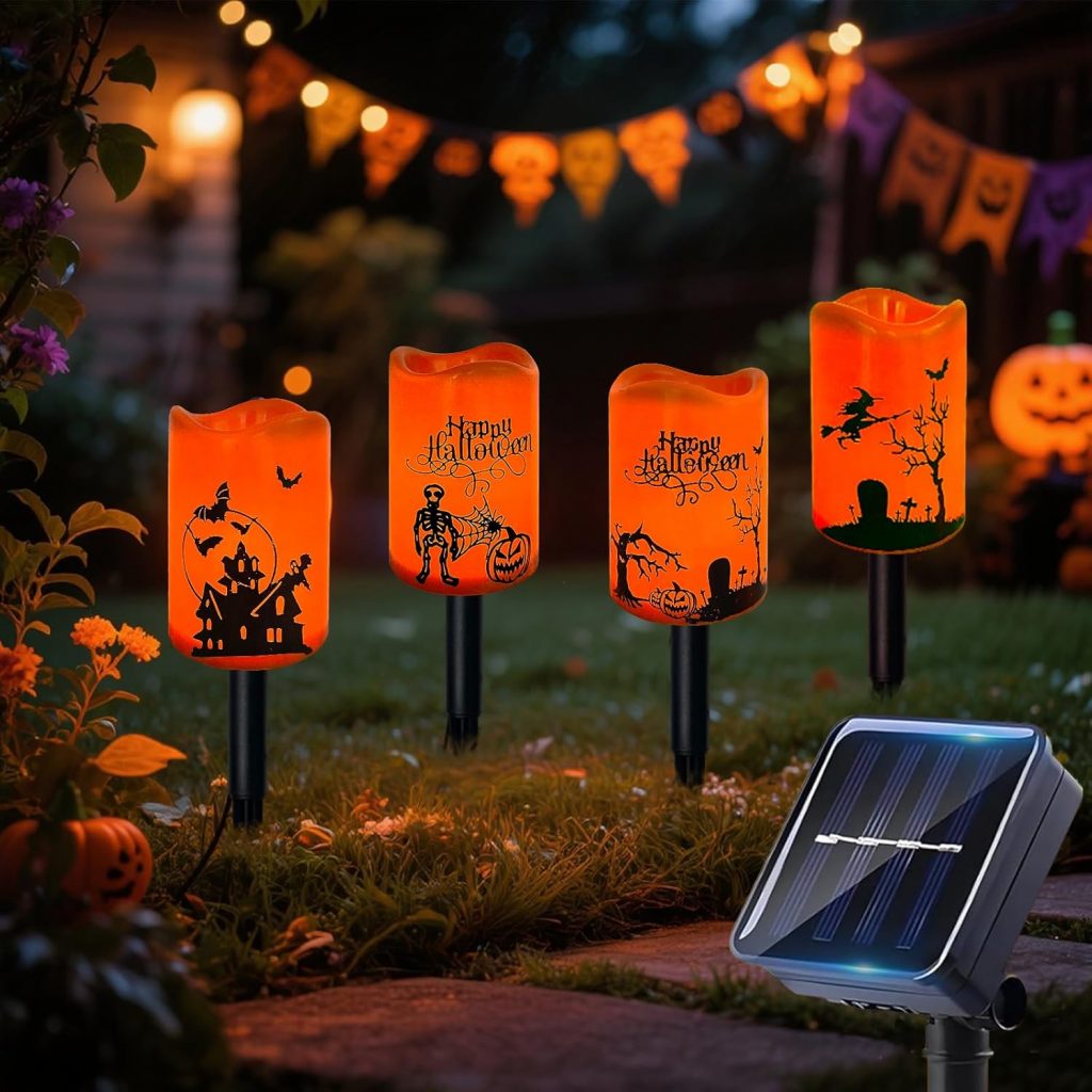 Halloween Deko Outdoor Garten, 4 Stück Hallowee Beleuchtung Outdoor, Halloween Deko Außen, IP65 Wasserfest Hallowee Kerzen led Kürbis Deko Outdoor, Solarlampen für Außen Garten für Party Rasen Zaun4.99€ statt 20.99€➡️ https://www.amazon.de/dp/B0FB956VVK/?tag=preisfehlerheute-21