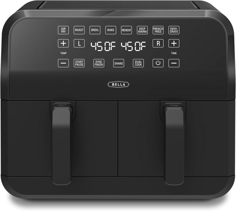 bella 8L Dual Basket Heißluftfritteuse mit Touchscreen, 8 Kochfunktionen, einstellbarer Temperatur, automatischer Abschaltung und Timer, antihaftbeschichteten Kochschalen, 1700W, Schwarz39.99€ 🏷️ Coupon anwenden➡️ https://www.amazon.de/dp/B0CNJ3FRBR/?tag=preisfehlerheute-21