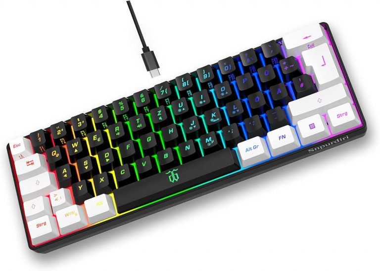 Snpurdiri 60% kabelgebundene Gaming-Tastatur, kleine, tragbare kompakte RGB-Tastatur für PC, Mac, Büro, Gaming (61 Tasten, Deutsches Alphabet, Weiß-Schwarz)23,99€ statt 39,99€➡️ https://www.amazon.de/dp/B09WDQWP4N/?tag=preisfehlerheute-21