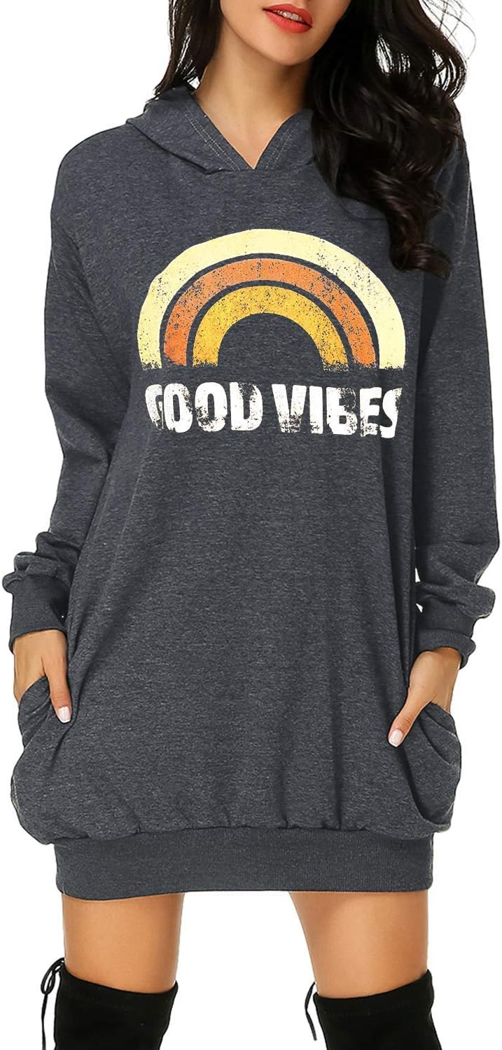 Cassiecy Damen Hoodie Kleid Pullover Langarm Sweatshirts Kapuzenpullover Tops Herbst Mini Kleid (Rainbow,XL)13.49€ 🏷️ Coupon anwenden➡️ https://www.amazon.de/dp/B08L3CMQDH/?tag=preisfehlerheute-21